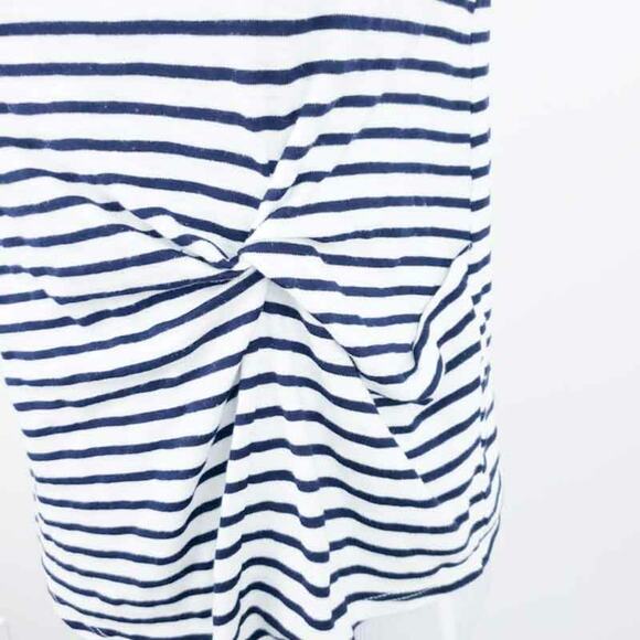 Mello Day Stripe Sleeveless Shirt Tank Black Sz 6 Shirt Ruched Side Casual Work - Picture 2 of 8